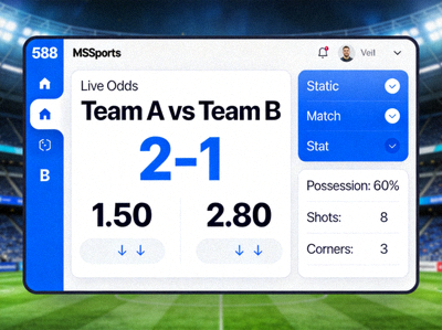 Antarmuka taruhan langsung M88 MSports dengan odds yang berubah secara real-time dan statistik pertandingan