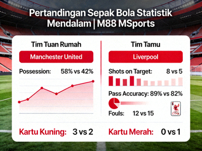 Halaman statistik mendalam untuk sebuah pertandingan sepak bola di M88 MSports