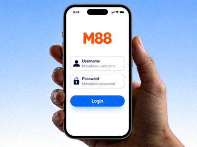 Tampilan antarmuka login M88 mobile di smartphone dengan kolom username dan password yang mudah diisi
