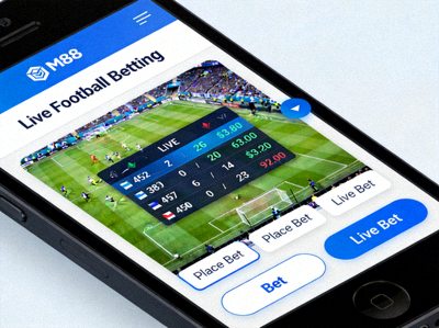 Tampilan taruhan langsung sepak bola di M88 mobile dengan odds yang diperbarui real-time dan tombol bet yang jelas